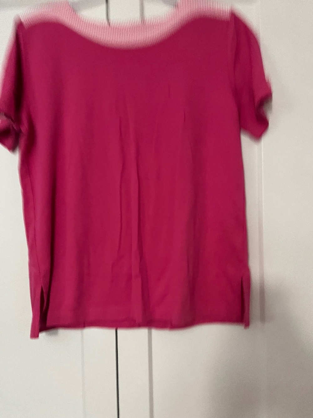 Southern Lady Pink Blouse with Stripe Shoulder